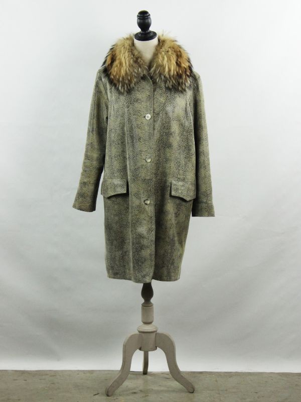 Prachtige vintage 'slangen'mantel gemerkt Nina Ricci - te dragen met of zonder kraag